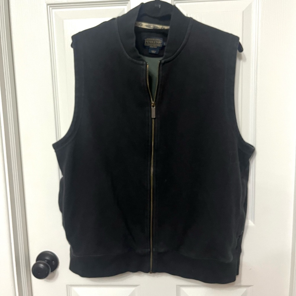 PENDLETON men’s black full zip vest size large cotton‎ blend
